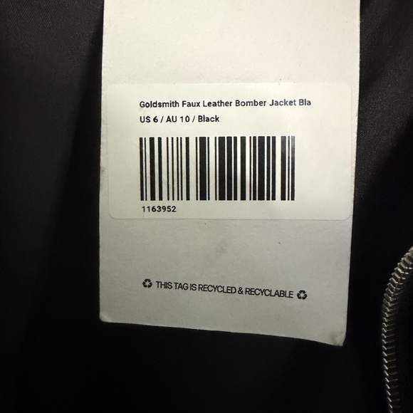 Princess Polly Goldsmith Faux Leather Bomber Jacket Black Oversized US 6 - Picture 15 of 15